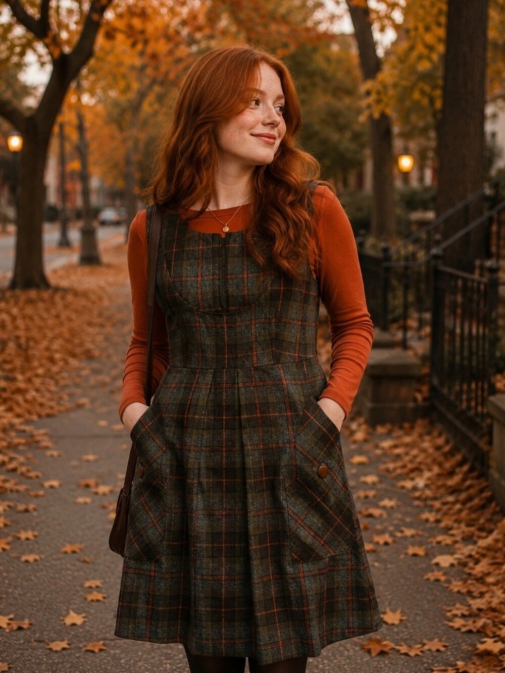 Elegant Plaid Midi Dress in Outlander Vibes